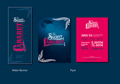 The Secret Cabaret Branding adverts branding colour design designer flyer freelance graphicdesign illustration illustrator logo marketing photoshop poster print design print designer roller banner vector