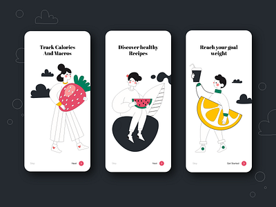 Health App Onboarding app design diet health illustration minimal mobile ui