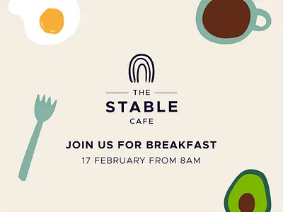 The Stable Cafe Breakfast Morning Promotional Post avocado brand branding breakfast cafe cute design digital facebook food identity illustration material media post promotional social stable