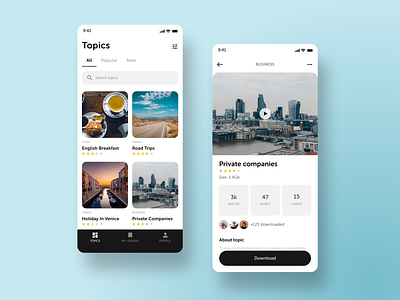 Hi, Dribbble! app app design concept design education educationapp english figma ios ios app languages topic topics ui uidesign