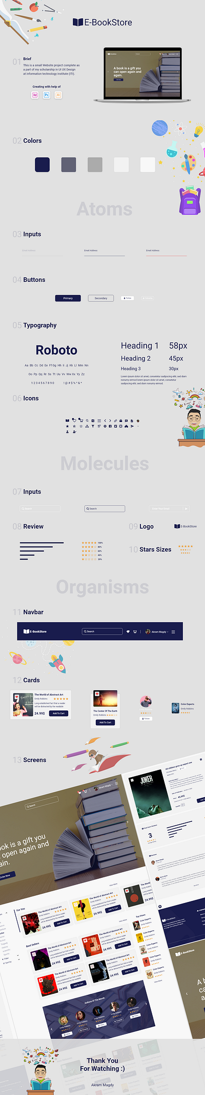 E-Book Website adobe illustrator adobe photoshop adobexd atoms book design e commerce shop flat handoff illustration molecules organism presentation design store typography ui ux website