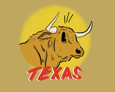 Texas Bull animal bull illustration procreate retro vintage