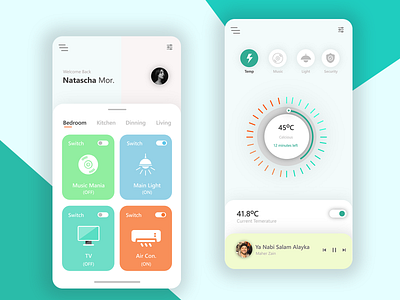 Smart Home App UI app clean concept controller graphic design illustration interaction design interactive landingpage minimal smart home ui ux website