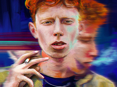 King Krule alla prima archy marshall digital illustration digital painting digitalart glitchy illustraion king krule oil brush oil paints painterly painting portrait portrait illustration portraiture smoking the ooz