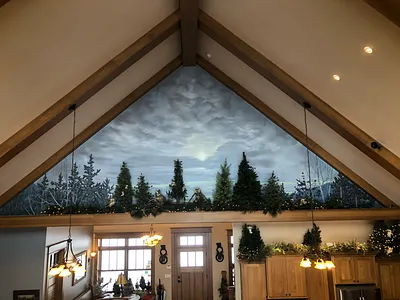 Handpainted Mural Above a Living room art handpainted mural