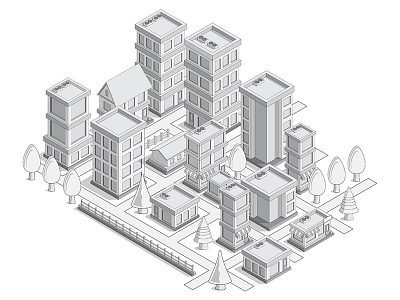 City. architecture building city cityscape district facade highway home house infrastructure locality map outdoors plan road street town tree urban way