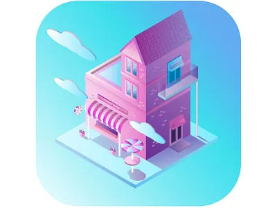isometry candy 3d 3d art architecture branding candy candy shop illustration isometric illustration isometry pink