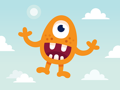 Floating monster art branding character clouds design happy illustration monster monster club sky skyline vector