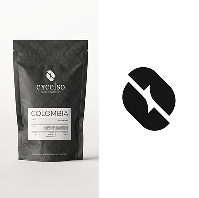 Final Excelso (coffee roasters) logo concept + branding. branding coffe coffee bean coffee packaging coffeeshop concept design graphic identity logotype symbol vector