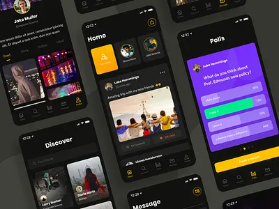 Social App Exploration app dailyui dark ui exploration ios simple social social app social media student ui