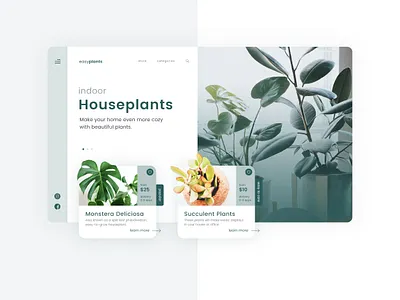 easyplant webdesign branding design header landingpage minimal monstera plant ui ui design ux web webshop website