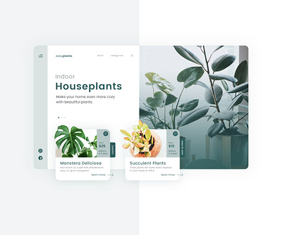 easyplant webdesign branding design header landingpage minimal monstera plant ui ui design ux web webshop website