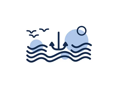 Anchor Logo blue design flat icon illustration landscape logo minimal vector