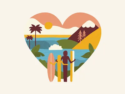 Seas and Slopes, Palms and Pines design illustration logo procreate