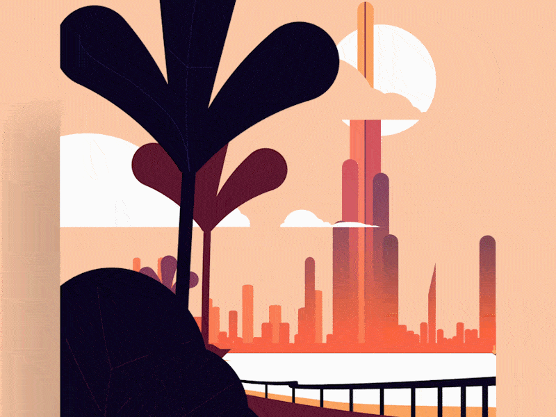 Dubai Khalifa Tower View animated gif animation illustration poster