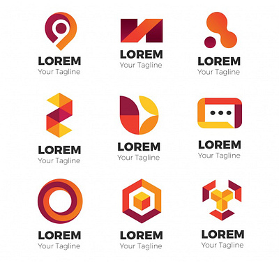 set abstract modern logos app design flat icon illustration logo minimal type typography ui vector web website