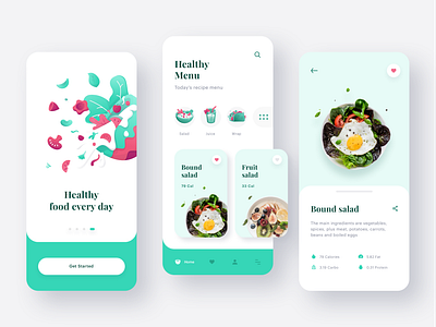 Salad Recipe App app clean design food green hadi hdcraft healthy food illustration mobile recipe salad app sutrisno ui ux