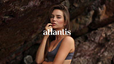 Atlantis Beachwear Branding beachwear bikini brand design branding clean ecommerce female hero image key art lifestyle logo modern simple simple logo swimwear typography