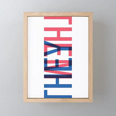 House Divided-They Them artwork binary graphic design language political politics poster poster design prints prints for sale pronoun red white and blue screenprint typography united states