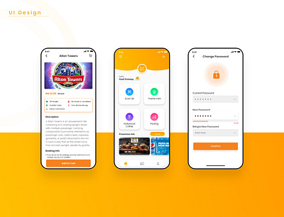 Theme Park Application adobe xd android app design app application brand design design designer illustration minimal minimalist mobile sketch sketchapp trending trends ui ux