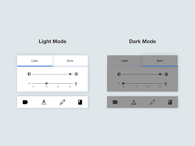 Setting UI adobexd app dailyui dark ui darkmode design ebook ebook design ebook layout ebook ui freelancer iphoneapp iphonex light ui lightmode preferences size chart typography ui uidesign