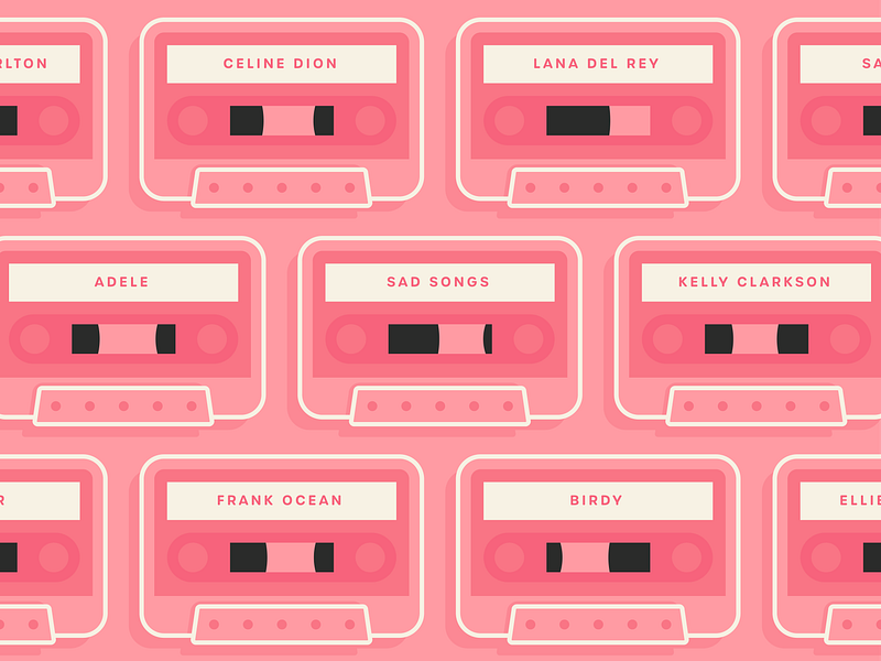 📀Sad Songs 📀 artist casette illustration illustrator love monochromatic monochrome music music player palette pattern pink pop art pop culture sad songs songs tape valentine vintage