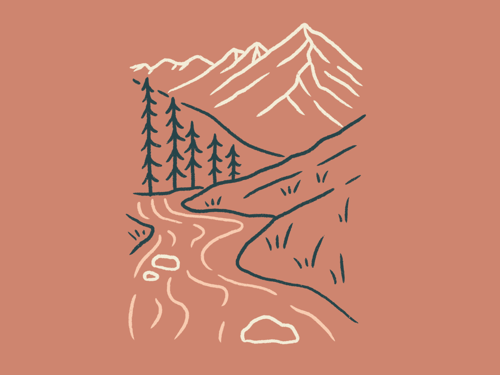 Wasatch Mountains Gif branding camping gif hiking illustration landscape line art mountains nature illustration outdoor pine trees river salt lake city sunrise utah wasatch