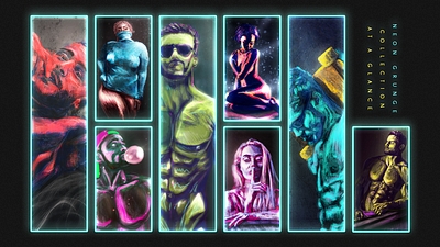 Neon Grunge Collection art artwork digital painting illustration illustrations muscle neon painting