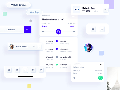 Components of E-Commerce App - I app components app design avatar buttons card card design cargo components credit card cta button navbar order shipment skeuomorphic elements tab bar tabs ui elements uiux