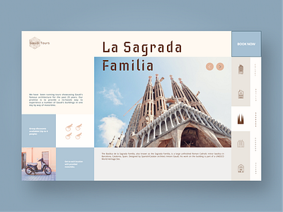 Gaudi Tours 2 color architecture blue design landing page peach ui web design webdesign