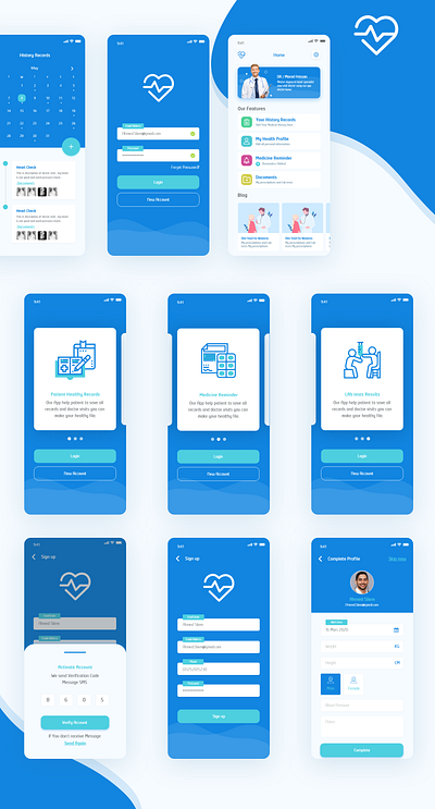 Medical History UI Home calendar doctor home page home screen ios login page medical app medical care medication medicine mobile app patient app patients timeline ui ux