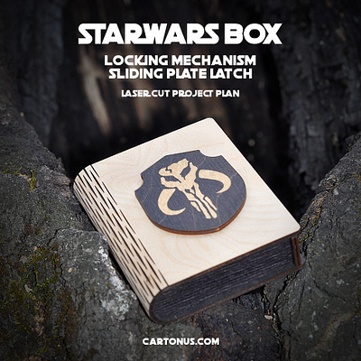 Wooden samll box with sliding bolt latch diy gift box laser cut laser cutting laser engraved laser engraving lasercut starwars vector woodworking