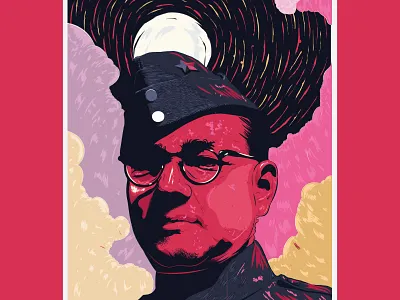 Subhas Chandra Bose AKA Netaji art artwork bose branding design digital art heroesofindia illustration illustrator night poster art printshop ui vector website