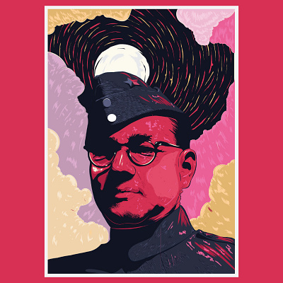 Subhas Chandra Bose AKA Netaji art artwork bose branding design digital art heroesofindia illustration illustrator night poster art printshop ui vector website