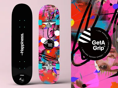 GetA Grip | Happiness Deck branding collage deck logo photoshop poster skateboard skater