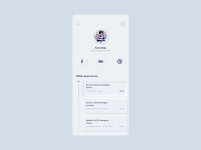 Neomorphic User Profile app dailyui dailyuichallenge neomorphism user interface user interface design userprofile