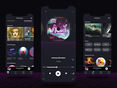 Rewind Music App 80s 80s style 90s app clean design icons minimal mobile app mobile app design mobile design mobile ui music app music player music player app old school ui uiux