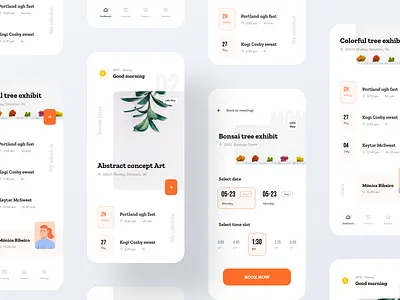 Exhibit app design app design booking app bottom bar event event app event booking event ui events exhibit exhibit app exhibit booking flat ui ios app meeting app minimal ui nav bar schedule tree app ui design