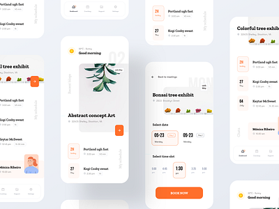 Exhibit app design app design booking app bottom bar event event app event booking event ui events exhibit exhibit app exhibit booking flat ui ios app meeting app minimal ui nav bar schedule tree app ui design