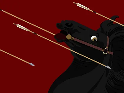 War horse arrow black design fight horse illustration plant war