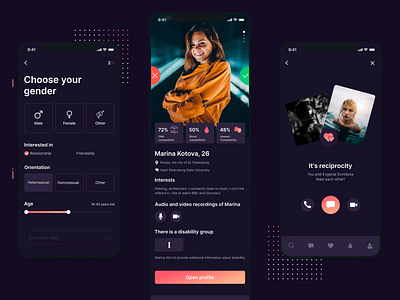 AGAMI — dating, mobile application behance concept dark dating design figma interaction ui uidesign uiux ux webdesign