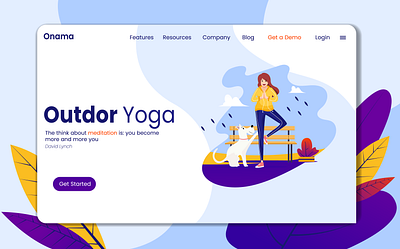 outdoor yoga landing page template background design exercise flat girl health illustration illustrator lifestyle minimal outdoor page people person sport vector web woman yoga young