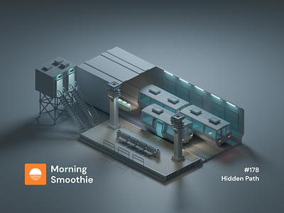 Hidden Path 3d 3d art blender blender3d diorama illustration isometric isometric design isometric illustration low poly metro mood moody night public transport subway transit transport