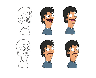 Bob's burgers - character study blue character flat illustration line