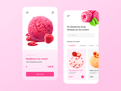 Mobile App - Ice Cream Purchase clean clean ui complex complex ui creative design icecream minimal mobile mobile app mobile app design mobile design pink typogaphy ui ux web web design white