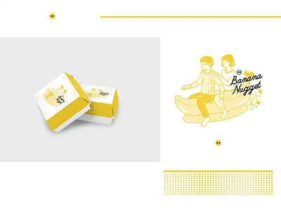 up street food - brand identity banana banana boat banana nugget branding clean and yellow coloring design digital food and drink food illustration food packaging graphic illustration illustration design logo packaging packaging design pattern people vector