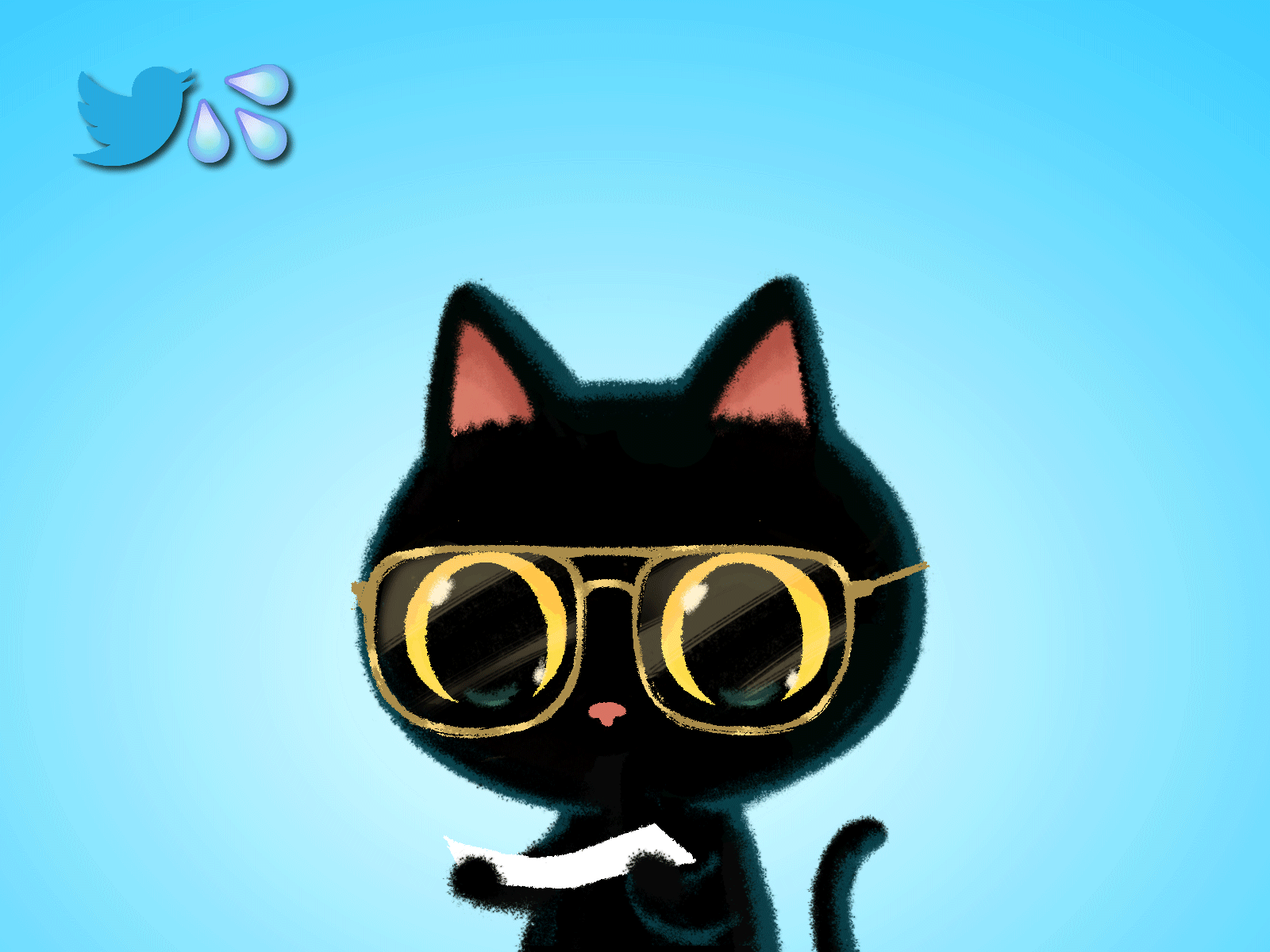 Henry Lau 's Thirst Tweets animal blackcat cat character cute digitalart doodle drawing fanart gif glasses henry henrylau illustration kitten photoshop thirsttweets