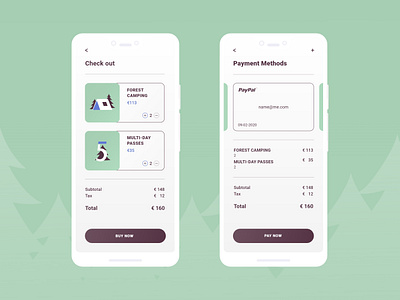 Daily UI 2 - Checkout/Credit card - Forest festival app credit card checkout design festival flat forest icon illustration minimal pay tent ui ux vector web