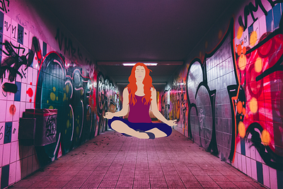 yoga witch collage dribbble georgia girl illustration illustrations illustrator paint redhead urban yoga