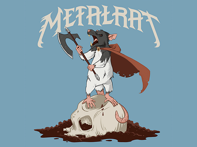 Metalrat! battle axe chinese new year clip studio clip studio paint custom type fantasy illustration illustrator metal metal rat rat shirt skull tee shirt design